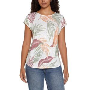 Orvis Women's L Leaf Printed Linen Blend Casual Top N0926